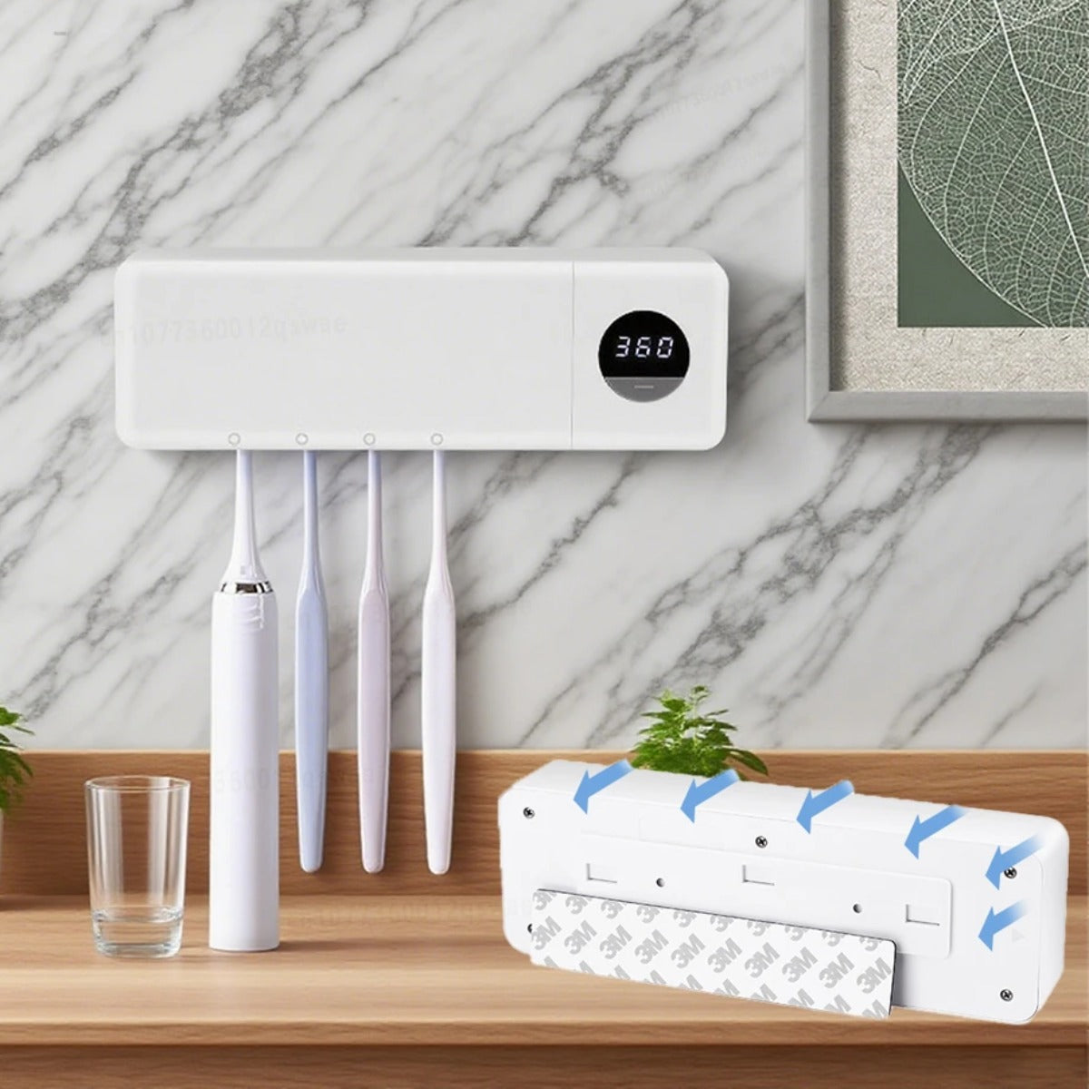 Support Mural UV pour Brosses à Dents – 4 Emplacements